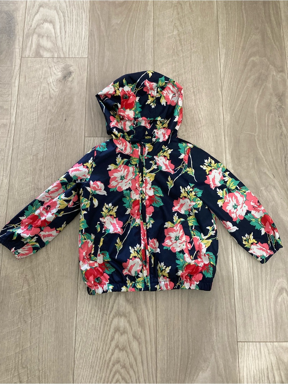 Baby Gap Navy Floral Hooded Jacket